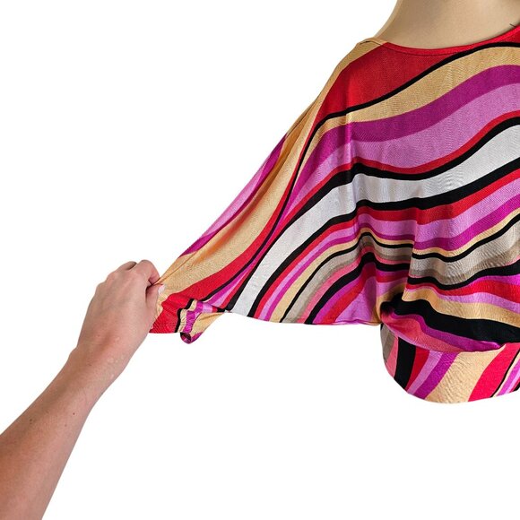 Frank Lyman Bright Colorful Striped Batwing Blouse Sz 8 - Picture 3 of 7